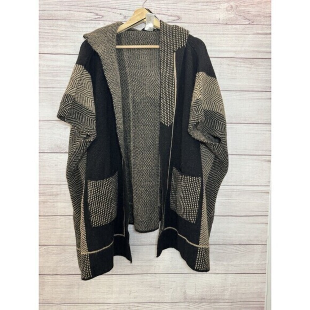 Cocogio Sweater  Cardigan Open Hoodie Women Black Wool Blend Made In Italy Wool